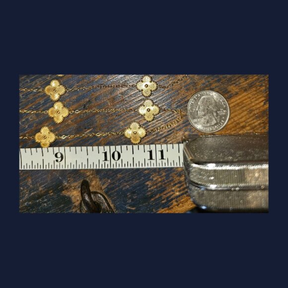 Gold tone - Hope, Faith, Love and Luck Clover Necklace 18 inches extends to 20 - Picture 7 of 9